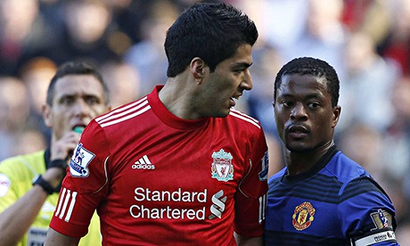 Luis Suárez and Patrice Evra