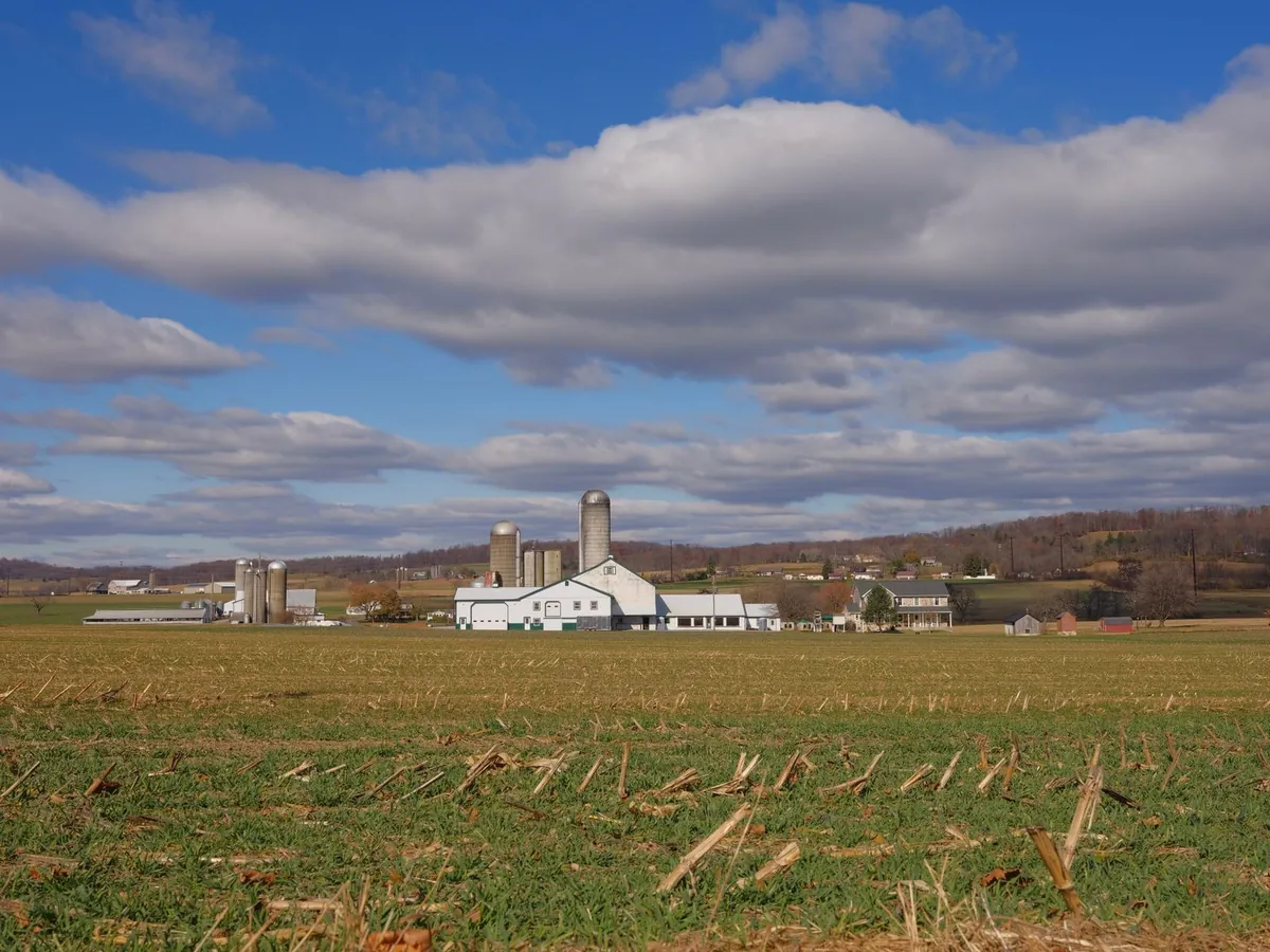 Farm with silos in rural Pennsylvania